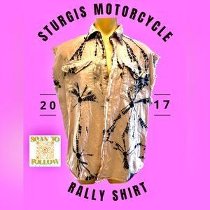 2017 STURGIS MOTORCYCLE RALLY BUTTON DOWN SLEEVELESS SHIRT